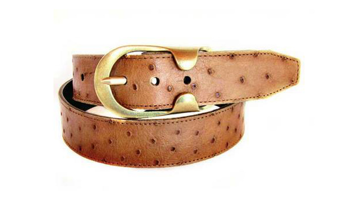 کمربند با چرم شترمرغ